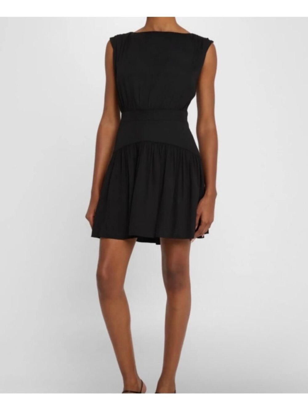 Tanya Taylor Black Claira Boatneck Mini Dress Women’s Sz 4 Flowy Design (X930)